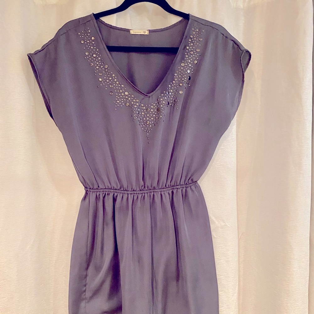 Silky Charcoal Grey V-Neck Tunic Top Dre